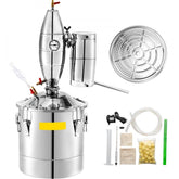 50L 13.2Gal Water Alcohol Distiller 304 Stainless Steel Alcohol Still Wine Making Boiler Home Kit with Thermometer for Whiskey Brandy Essential, Sliver